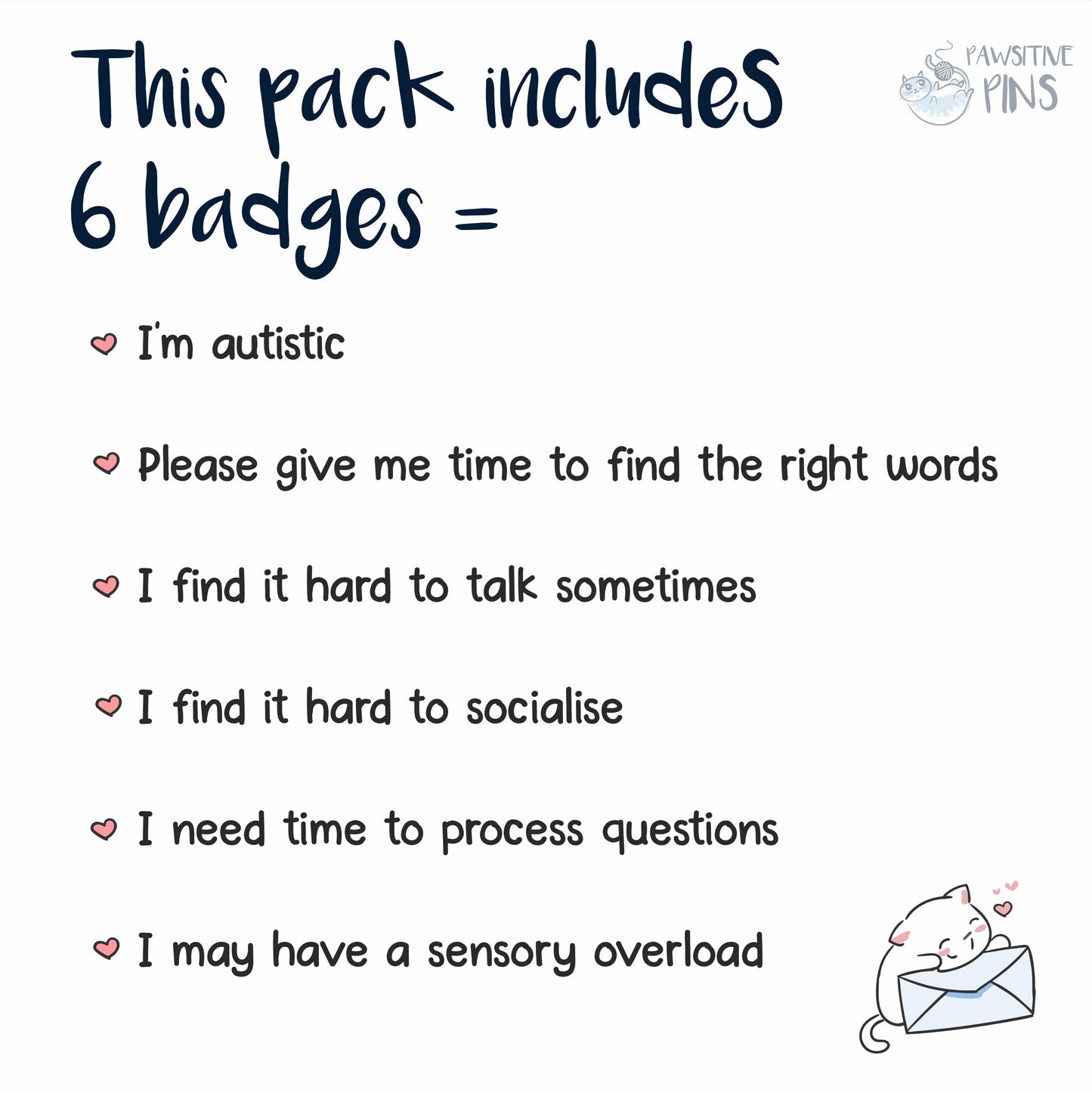 Autism Badge Set | INCLUDES 6 badges | Badge Packs - Autism Gift - Autism Awareness