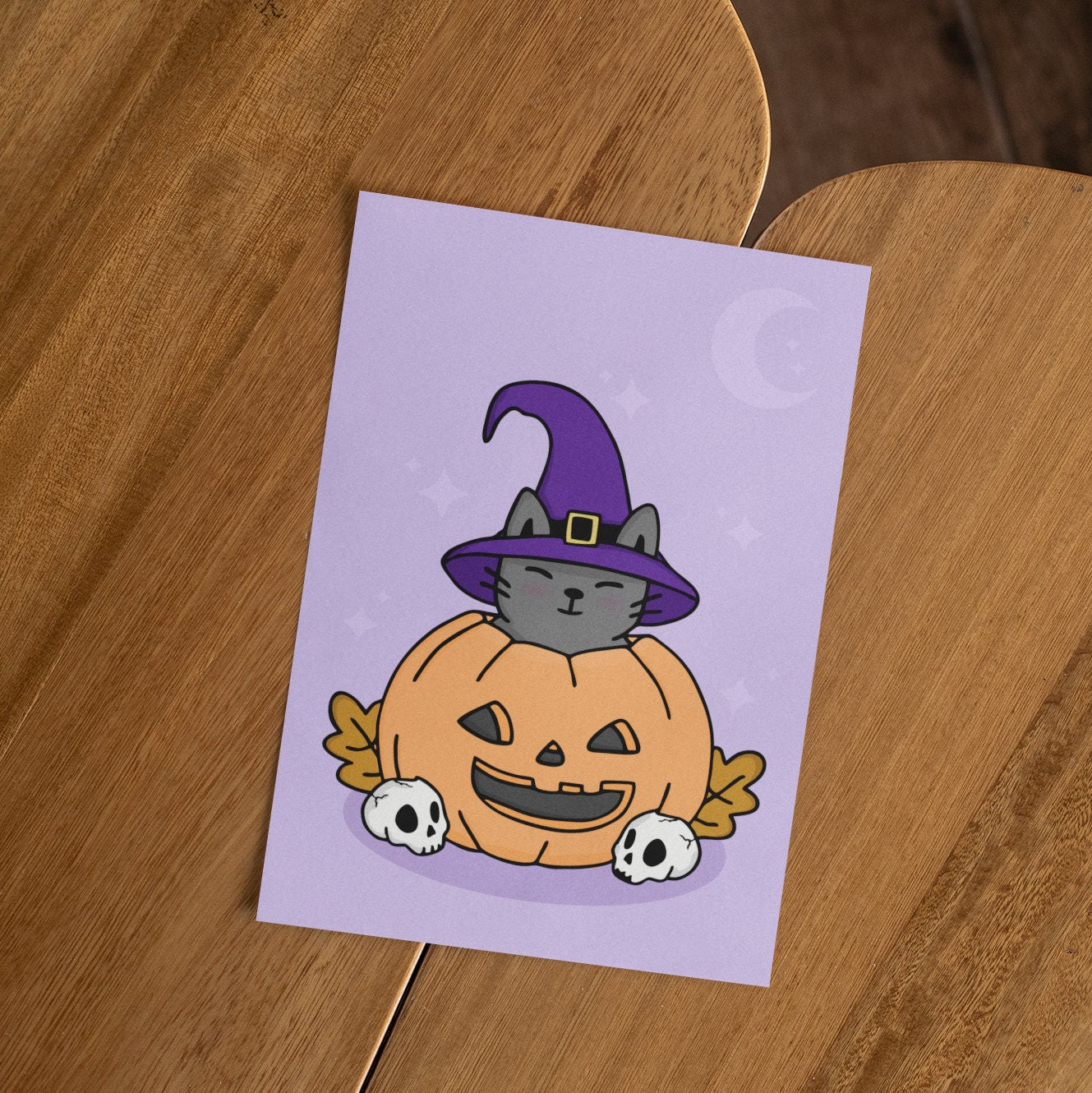 Pumpkin Cat Postcard | Halloween Card - Black Cat - Witch - Spooky Gift - Kawaii Cat Cards