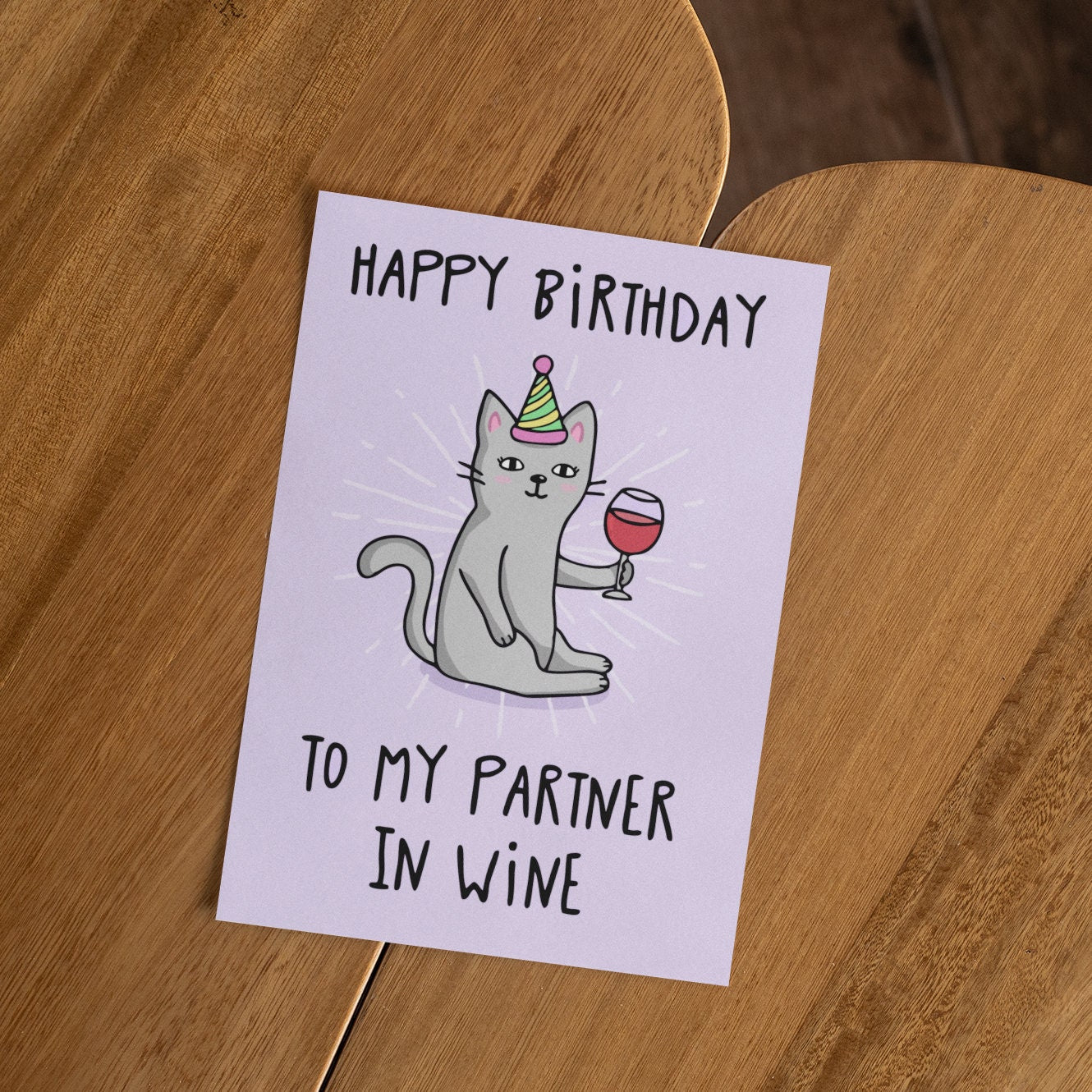 Partner In Wine Postcard | Funny Cat Card - Humour Gift - Wine Cards - Wine Lover - Long Distance Gifts