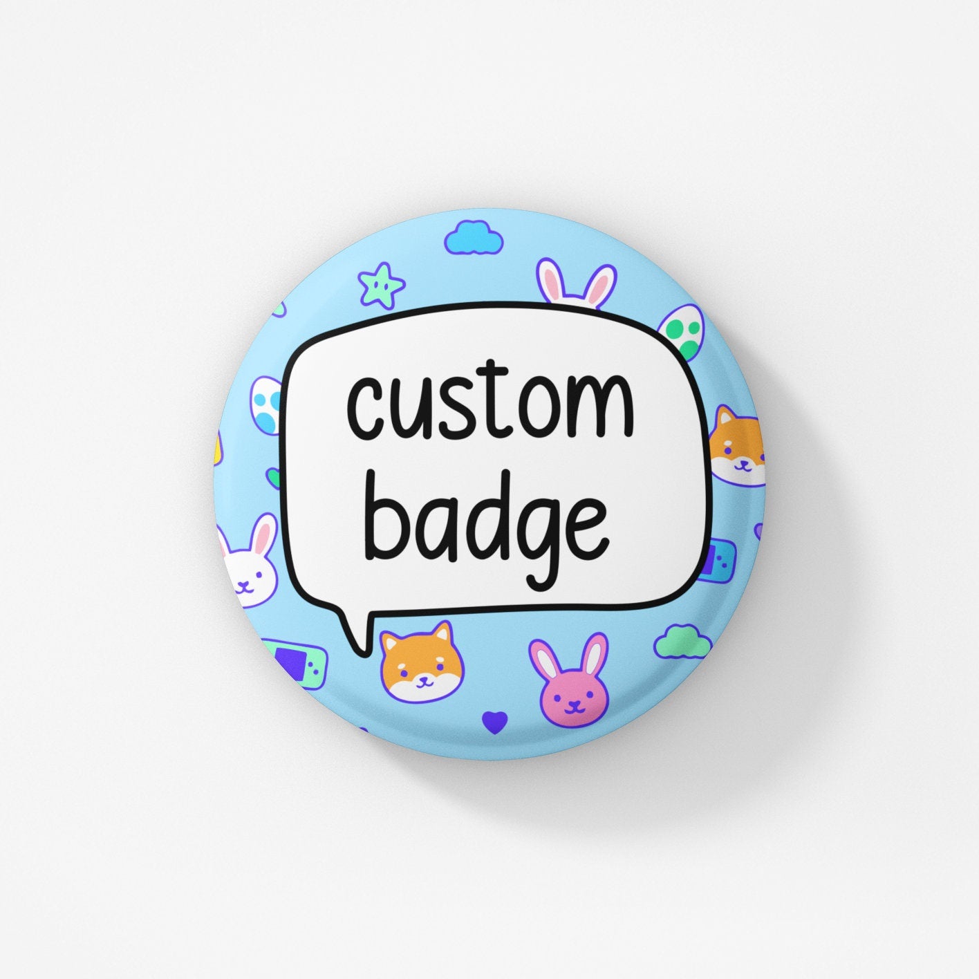 Cute Custom Badge Pin | Personalised Gift - Custom Text - Kawaii Gifts