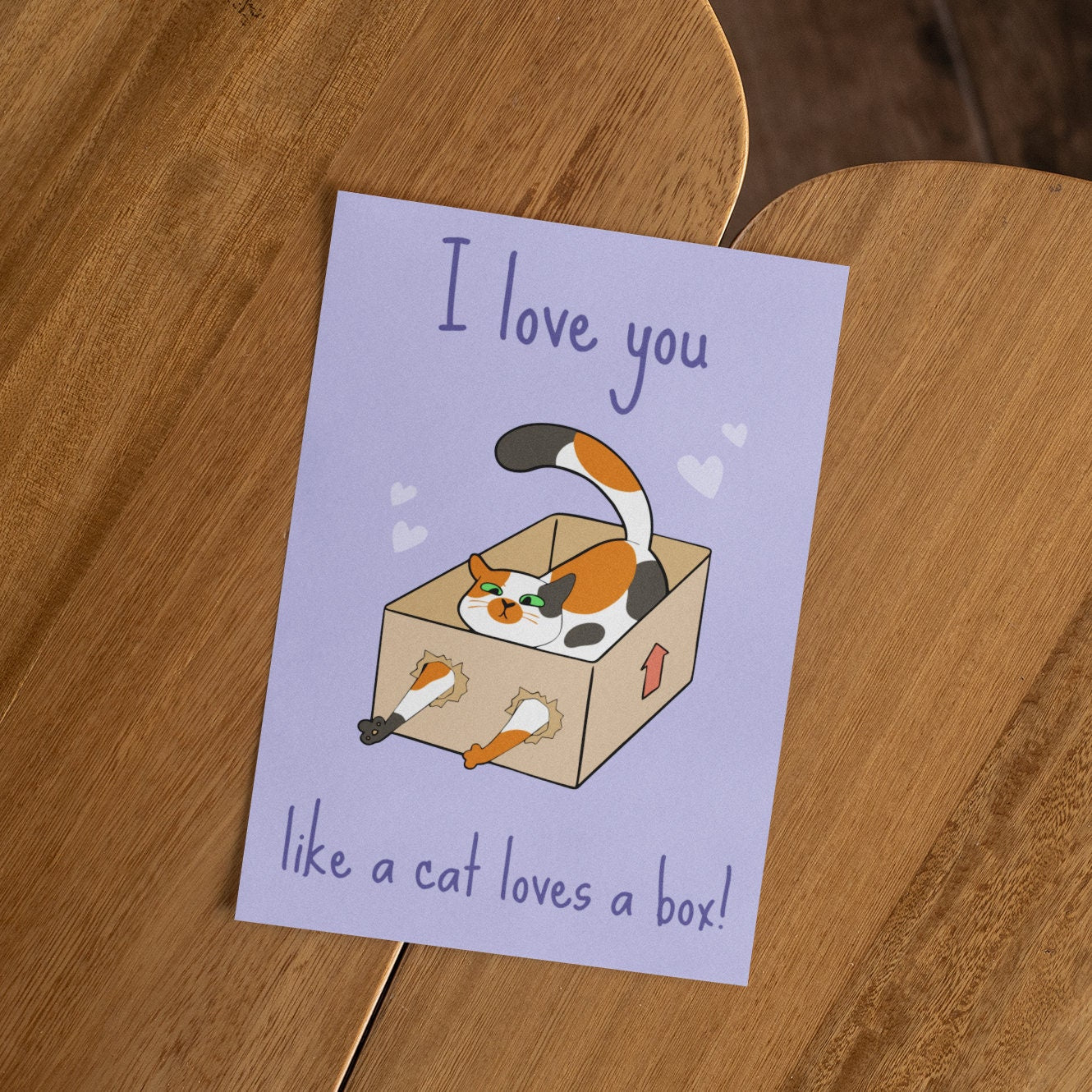 Cat Loves Box Postcard | I love you - Cat Lover card - Cat Postcard - Valentines postcard - Anniversary Cards