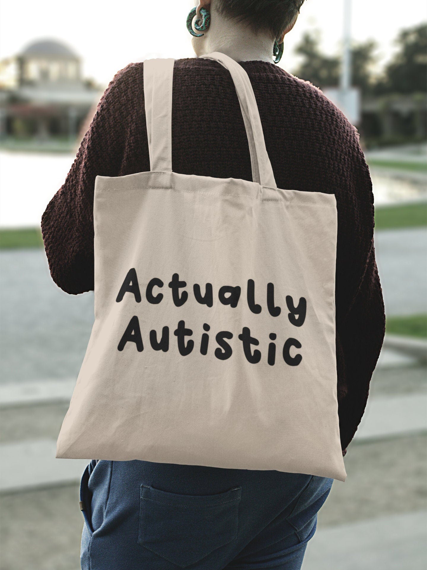 Actually Autistic Tote Bag | Neurodiverse Gift - Autism Gifts - ADHD - Awareness - Actually Autistic - Reusable Bags