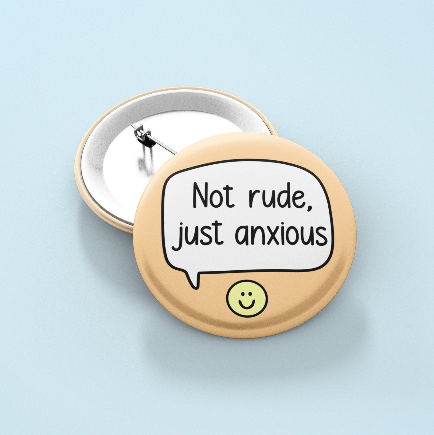 Not Rude, Just Anxious - Pin Badge | Social Anxiety Pin - Anxiety Badges