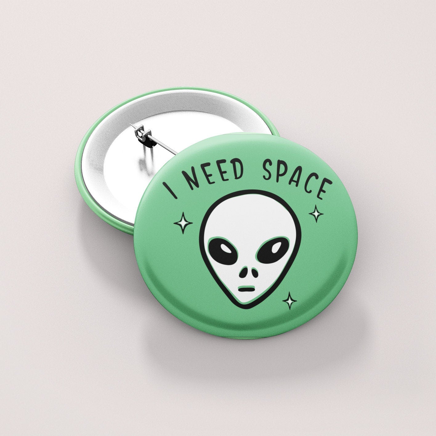 I Need Space Alien Badge | Personal Space Badge - Alien Pin - Need Space Button Badge - Social Distancing