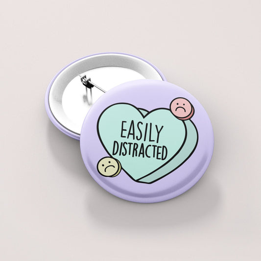 Easily Distracted Heart Badge Pin | ADHD Badge - Disability Awareness Pin