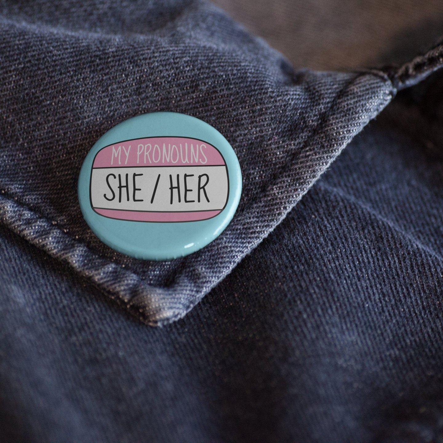 My Pronouns She Her, She They Badge Pin | MULTIPLE CHOICES | she hers - pronoun badge  - Gender Badgs
