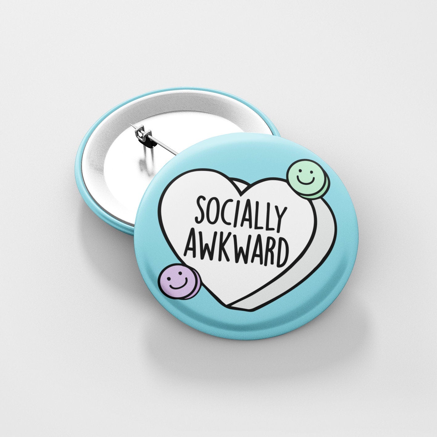 Socially Awkward Heart Badge Pin | Introvert Gift - Shy person
