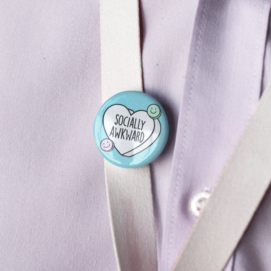 Socially Awkward Heart Badge Pin | Introvert Gift - Shy person