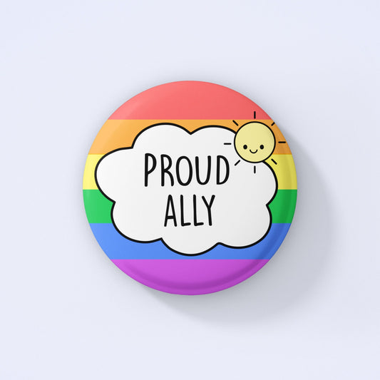 Proud Ally Badge | LGBTQ Community - Rainbow Pin - Gay Pride