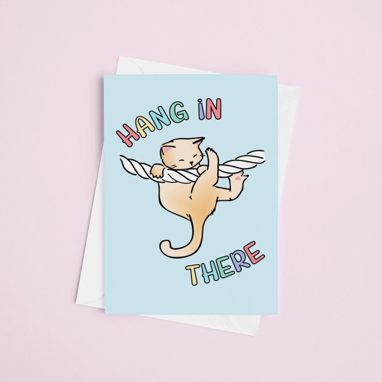 Hang In There Postcard | A6 Card - Cat Postcards - Cute Cats - Positive Gift - Inspiring Postcard