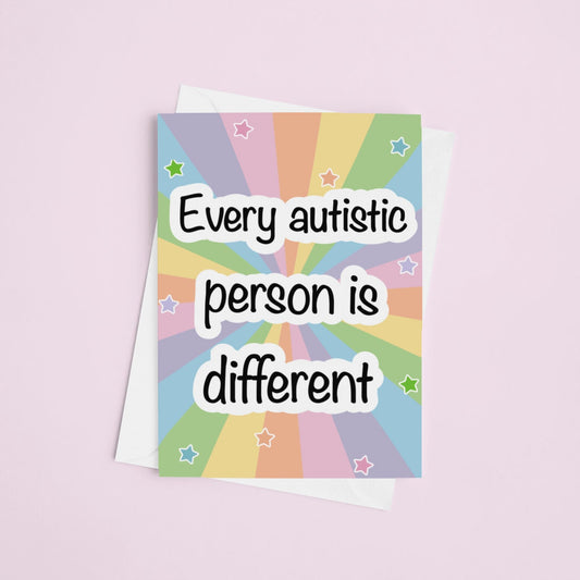 Every Autistic Person Is Different Postcard | Autism Gift, Autism Awareness