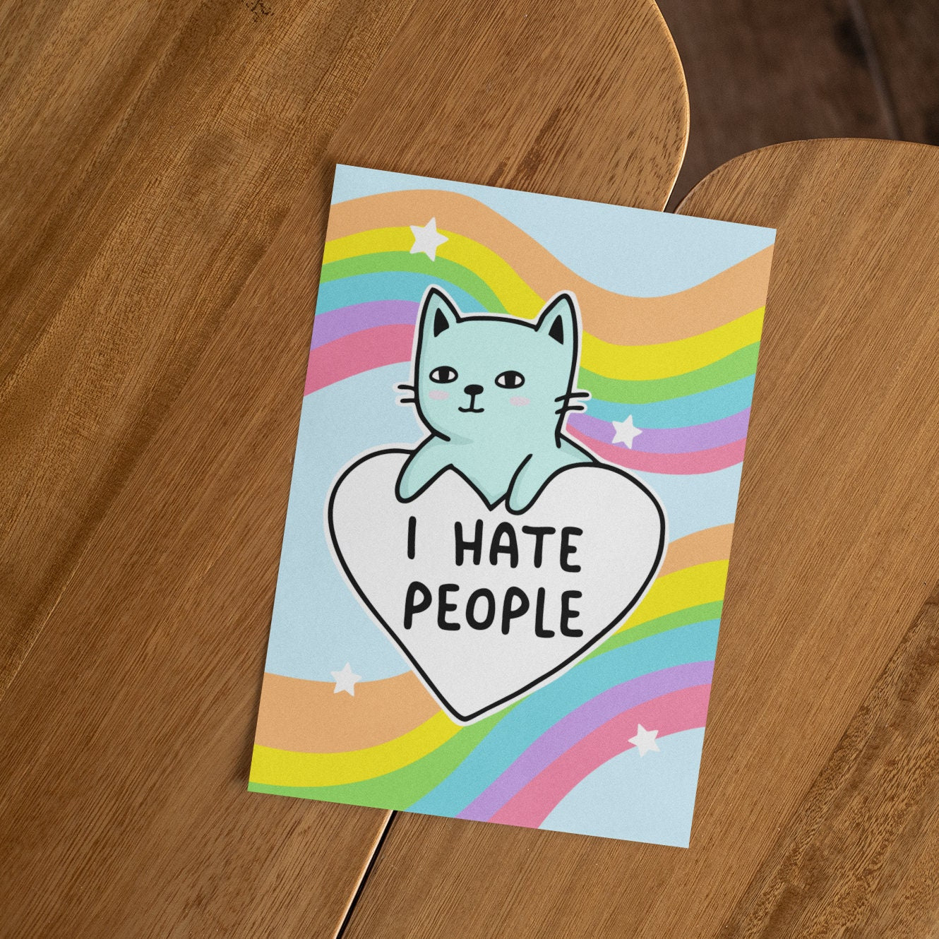 I Hate People Postcard | Colourful Print, Funny Postcard, A6 Postcard, Cat Postcard
