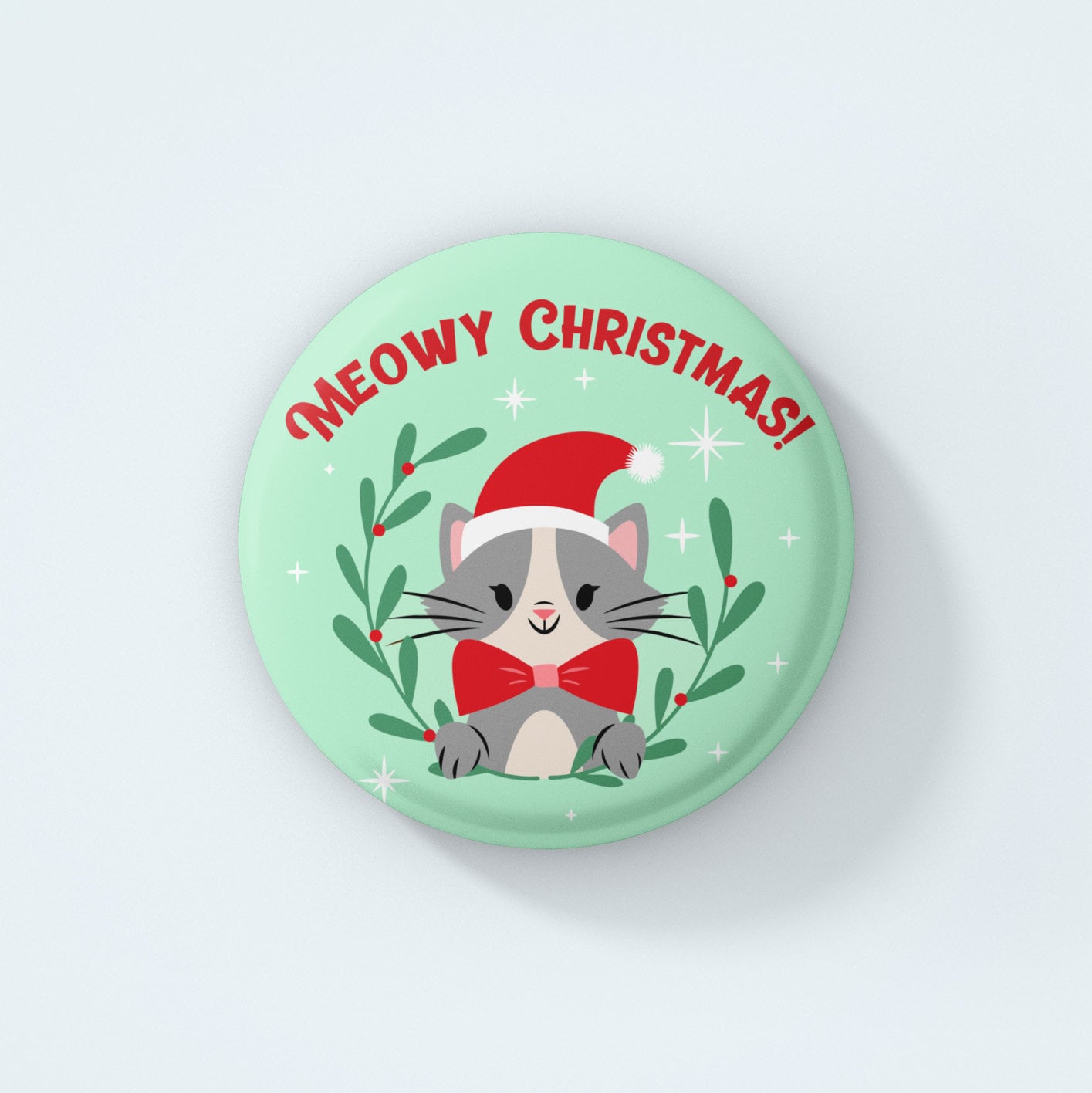 Meowy Christmas Pin Badge | Cat Badges - Cat Lover Pins - Christmas Pin - Cute Gifts