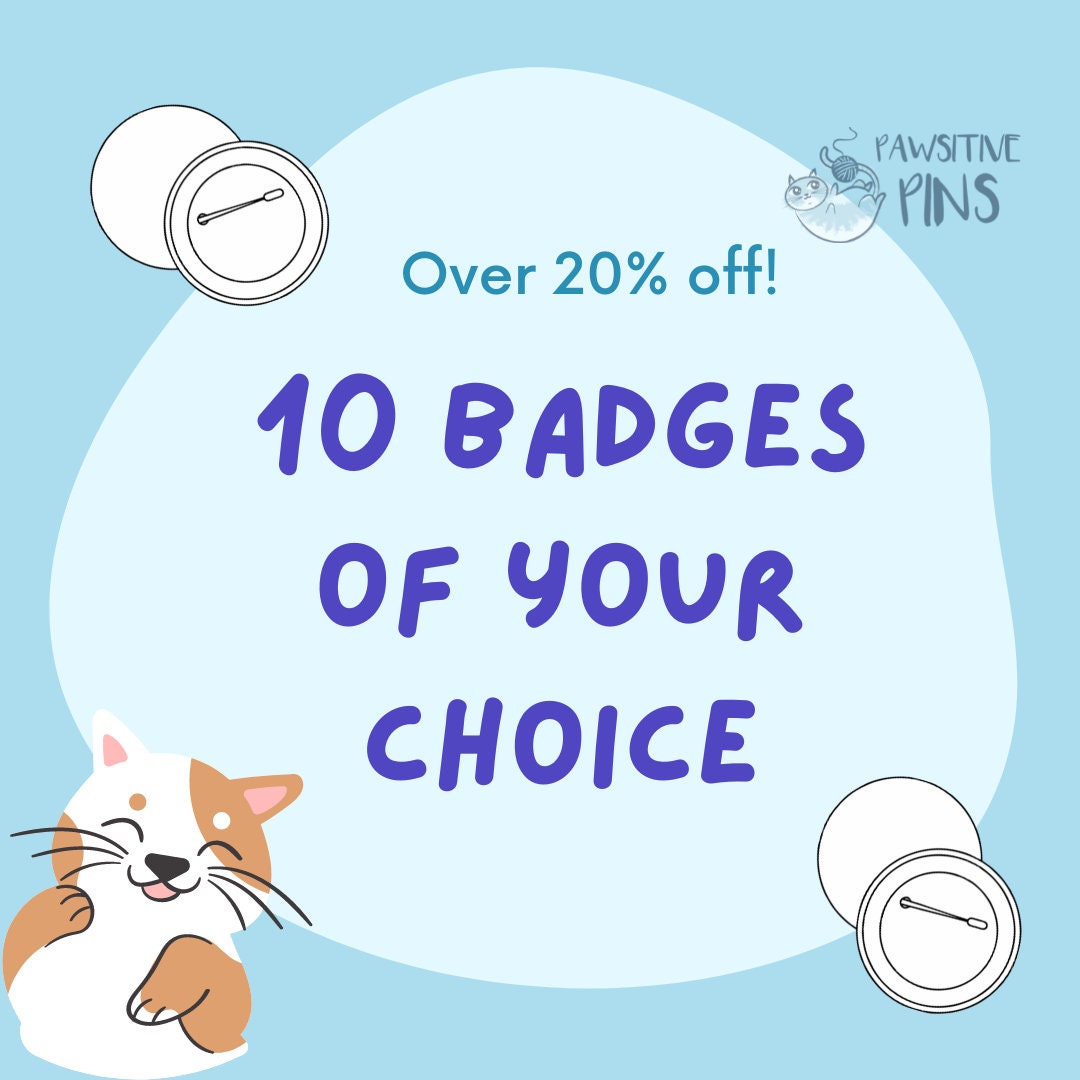 Pick Your Own 10 Badge Pins | Please Read Description | Care Package Friend - Gift Set - Gift Box