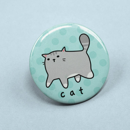 Grey Cat - Pin Badge | Cat Badges - Small Gifts - Cat Lover Gift