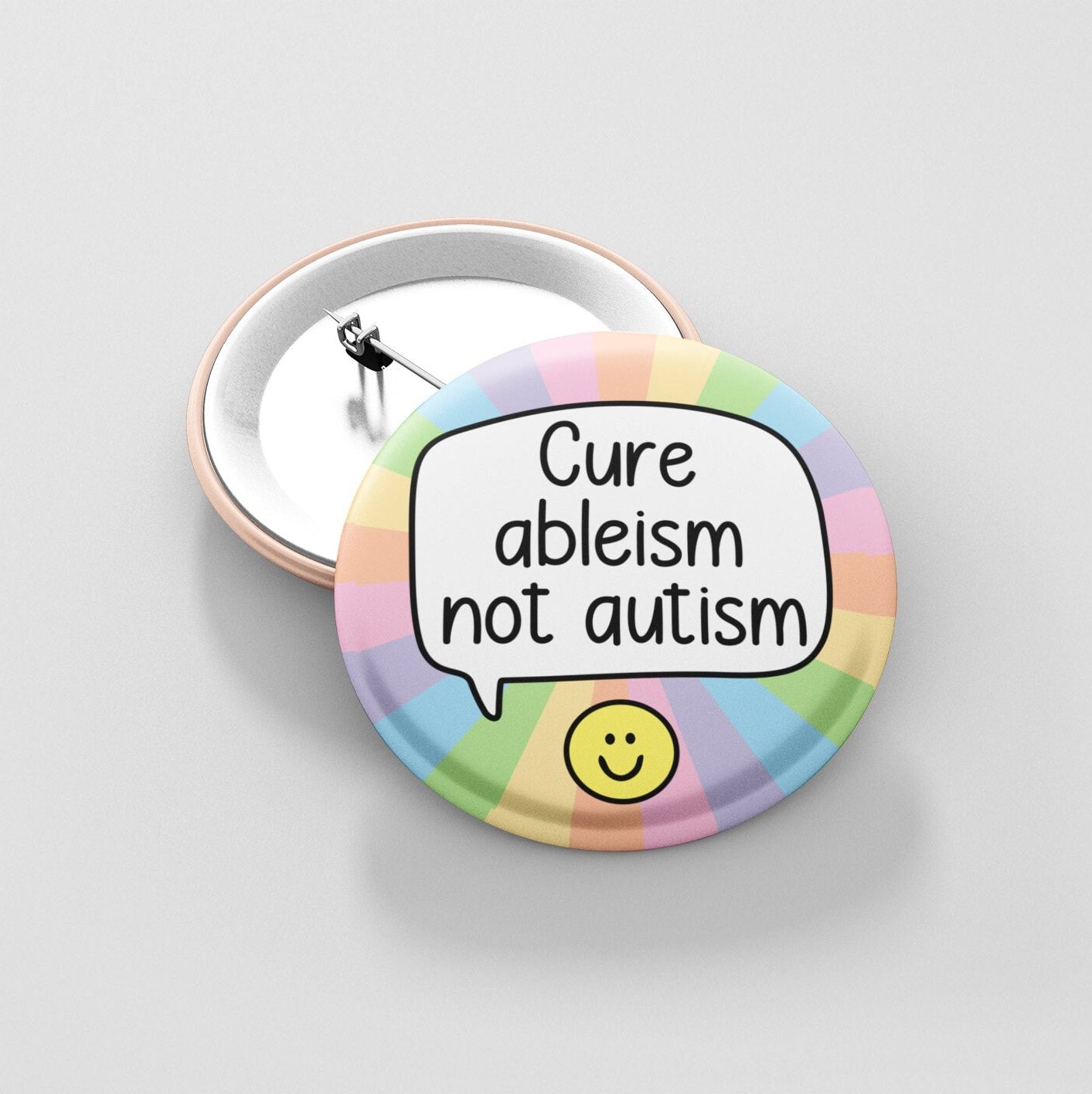 Cure Ableism Not Autism Pin Badge | End Ableism - Actually Autistic